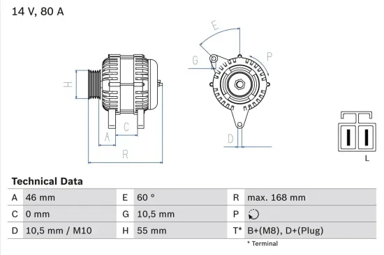 Generator 14 V BOSCH 0 986 084 210 Bild Generator 14 V BOSCH 0 986 084 210