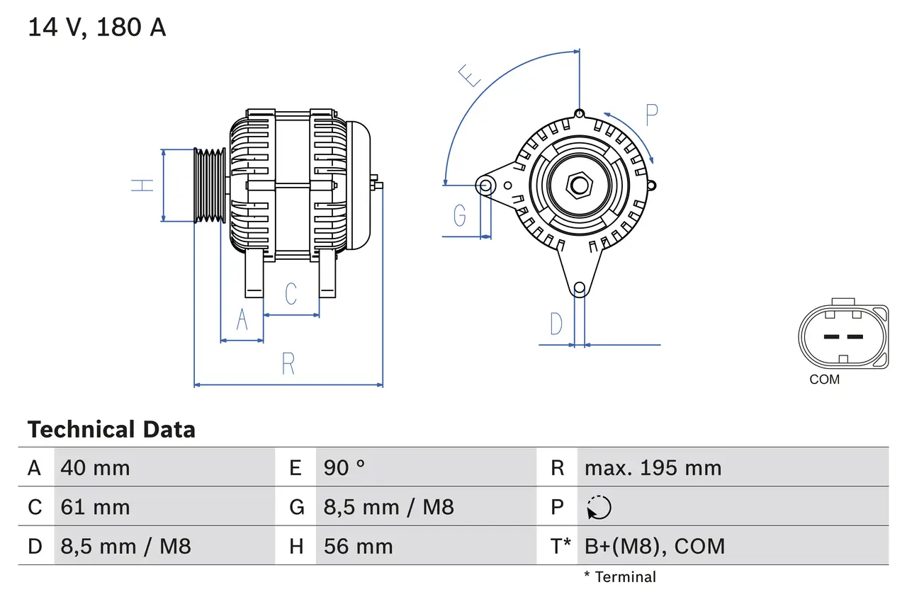 Generator 14 V BOSCH 0 986 084 250