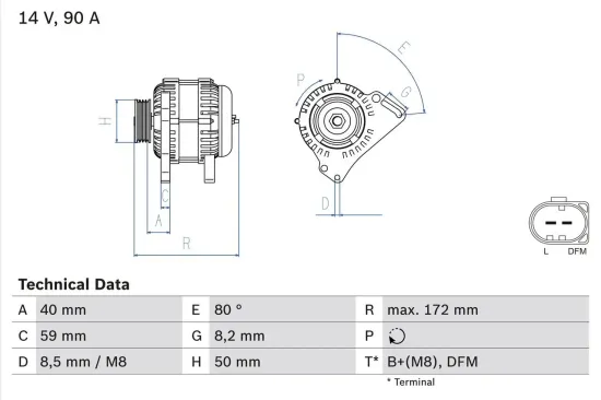 Generator 14 V BOSCH 0 986 084 320 Bild Generator 14 V BOSCH 0 986 084 320