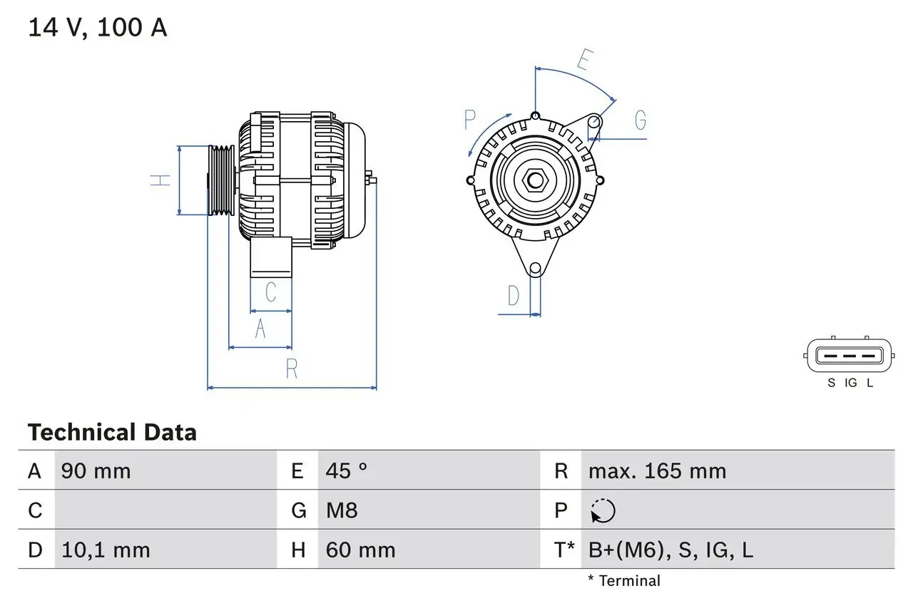 Generator 14 V BOSCH 0 986 084 390