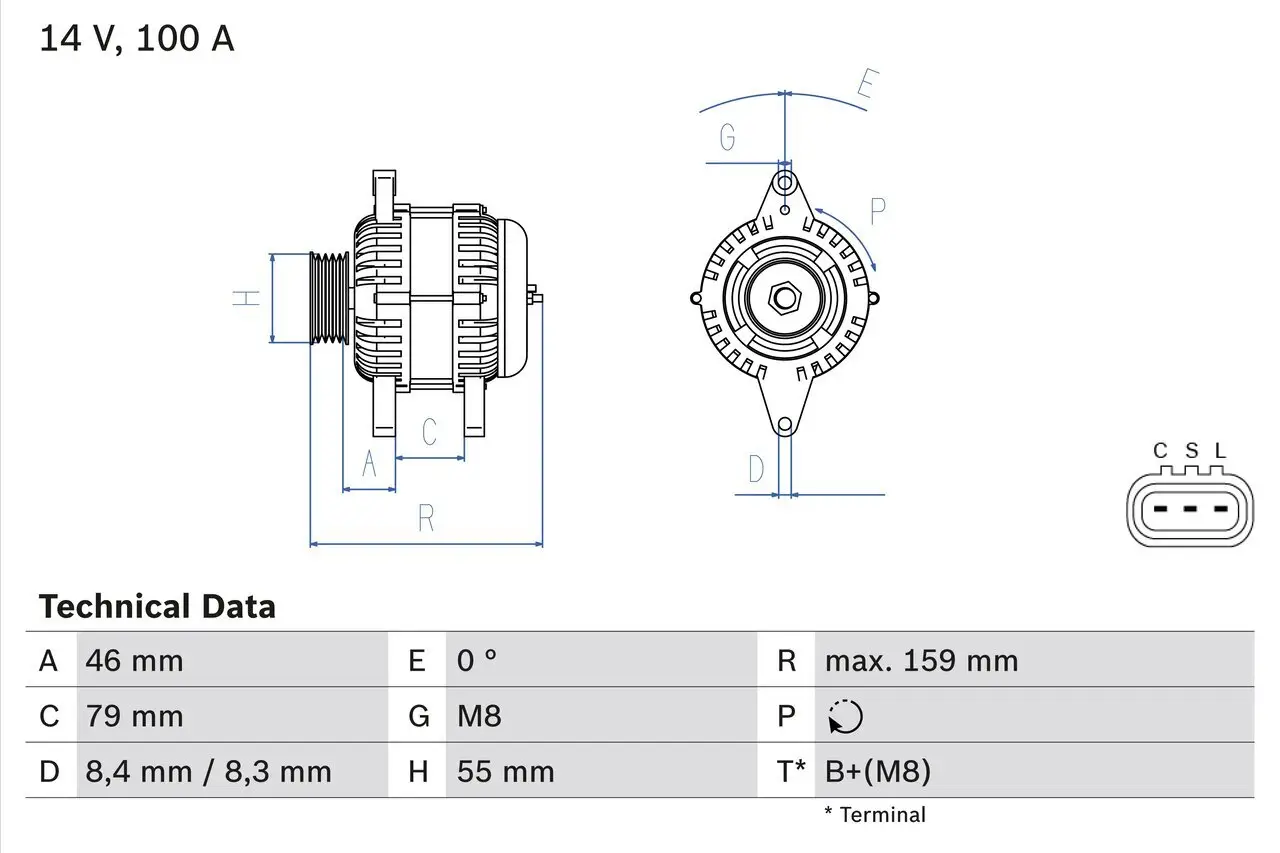 Generator 14 V BOSCH 0 986 084 440