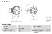 Generator 14 V BOSCH 0 986 084 630