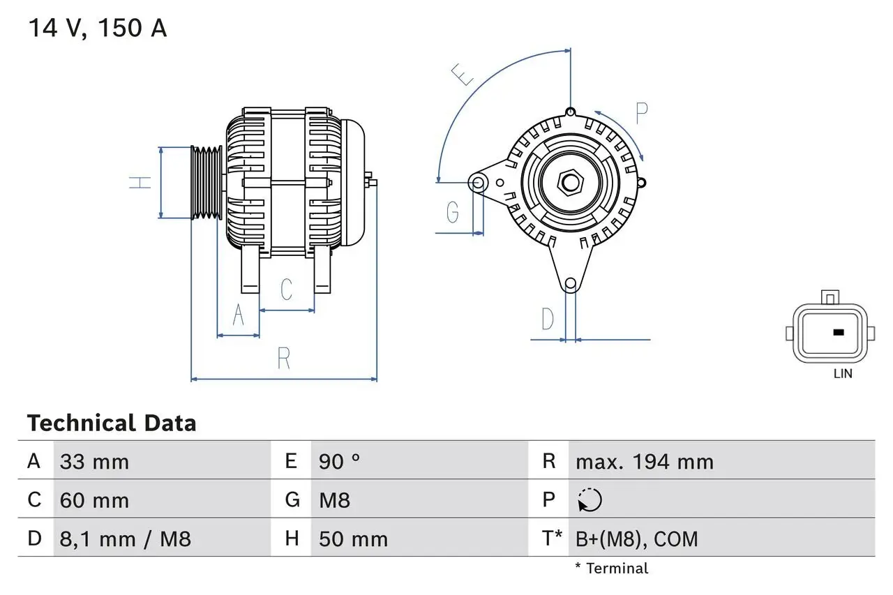 Generator 14 V BOSCH 0 986 084 690