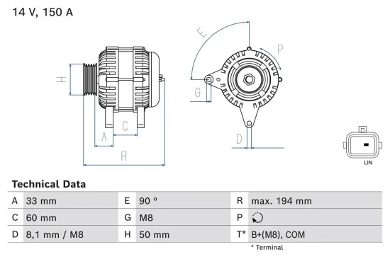 Generator 14 V BOSCH 0 986 084 690 Bild Generator 14 V BOSCH 0 986 084 690