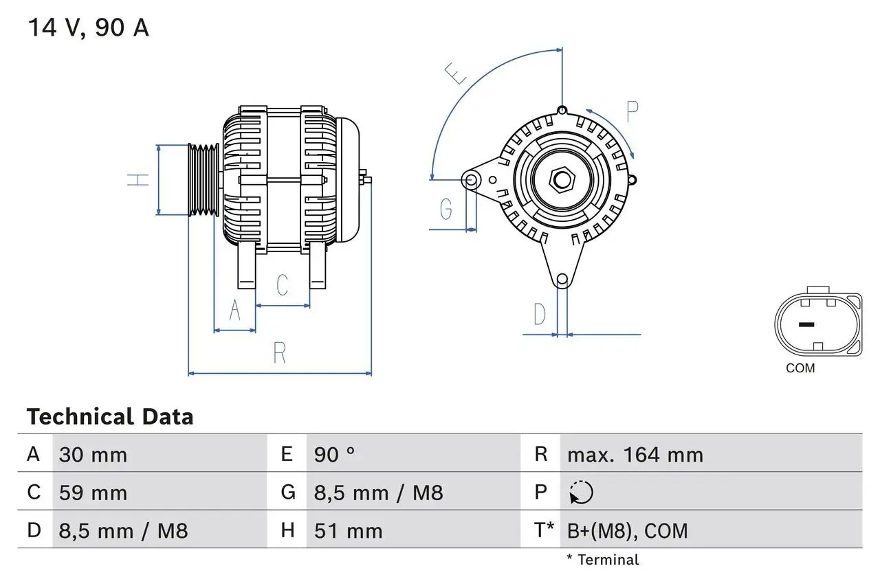 Generator 14 V BOSCH 0 986 084 750