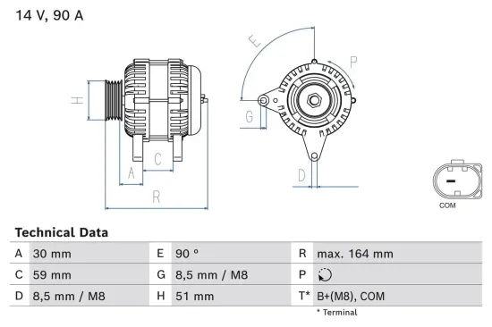 Generator 14 V BOSCH 0 986 084 750 Bild Generator 14 V BOSCH 0 986 084 750