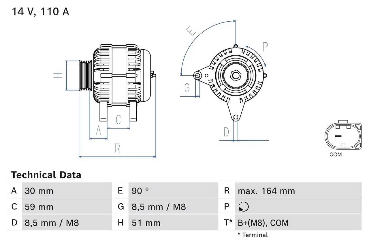 Generator 14 V BOSCH 0 986 084 760