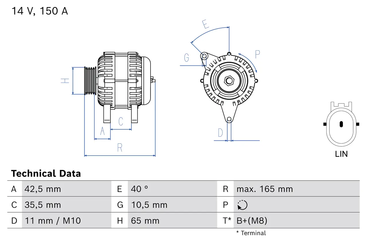 Generator 14 V BOSCH 0 986 085 000