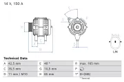 Generator 14 V BOSCH 0 986 085 000