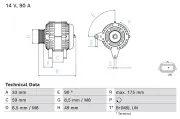 Generator 14 V BOSCH 0 986 085 170