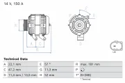 Generator 12 V BOSCH 0 986 085 230
