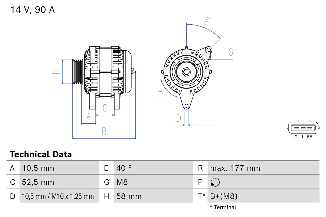 Generator 14 V BOSCH 0 986 085 860