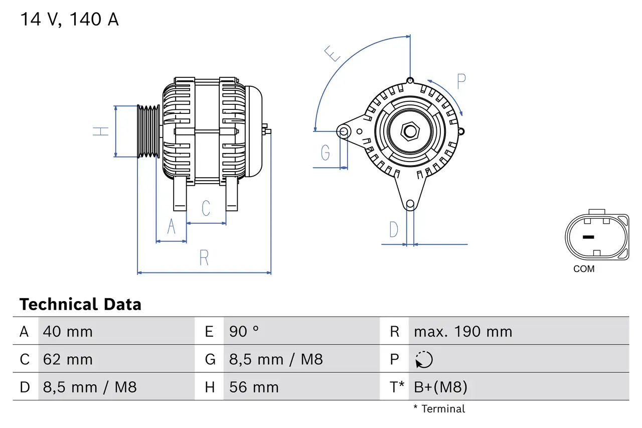 Generator 14 V BOSCH 0 986 086 100