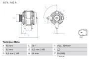 Generator 14 V BOSCH 0 986 086 100