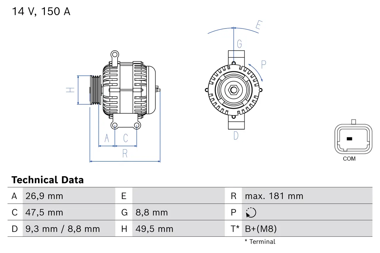 Generator 14 V BOSCH 0 986 086 390