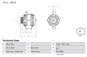 Generator 14 V BOSCH 0 986 086 390