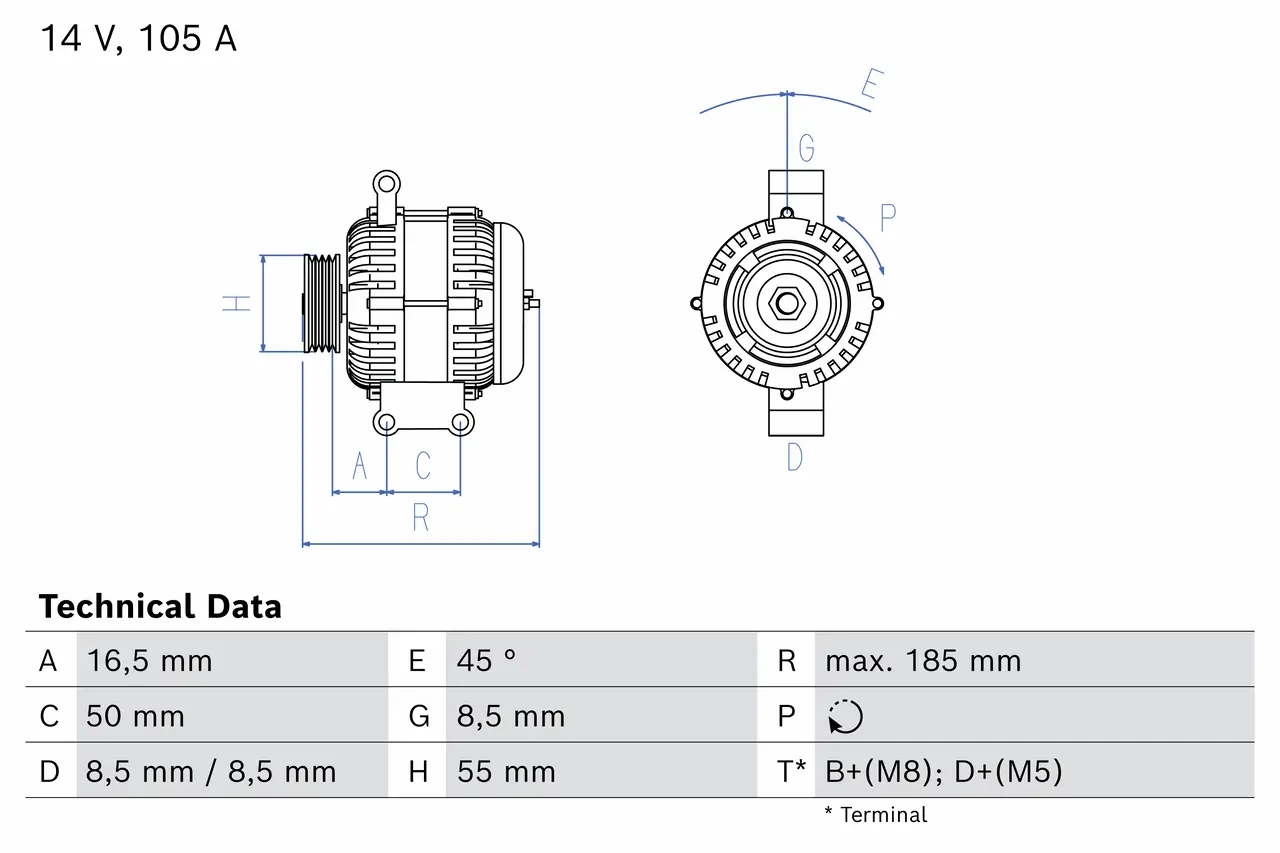Generator 14 V BOSCH 0 986 086 480
