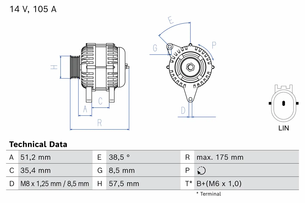 Generator 14 V BOSCH 0 986 086 650
