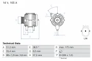 Generator 14 V BOSCH 0 986 086 650