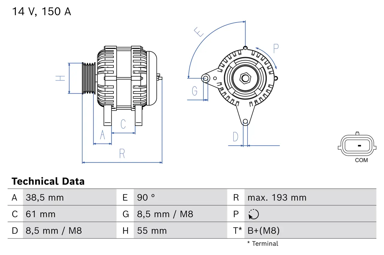 Generator 14 V BOSCH 0 986 086 930