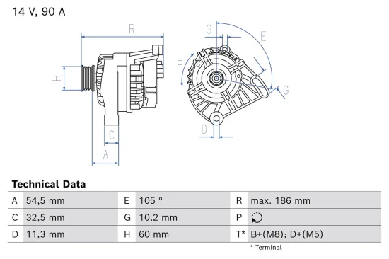 Generator 14 V BOSCH 0 986 087 080 Bild Generator 14 V BOSCH 0 986 087 080