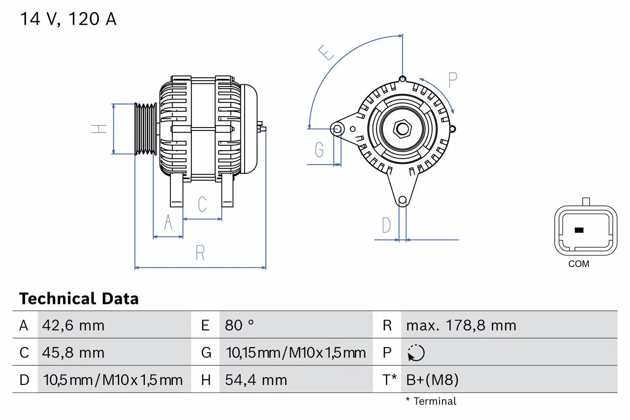 Generator 14 V BOSCH 0 986 087 110