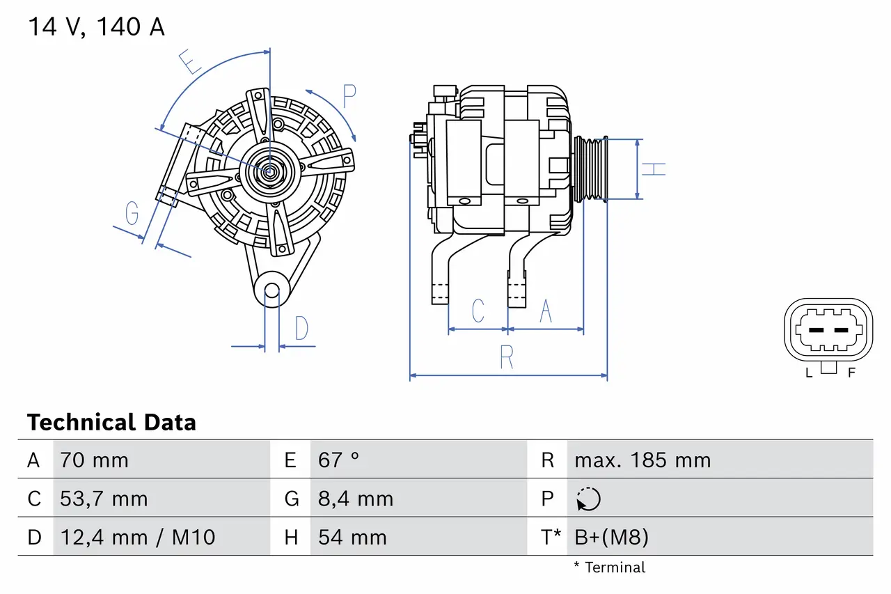 Generator 14 V BOSCH 0 986 087 140