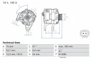 Generator 14 V BOSCH 0 986 087 140