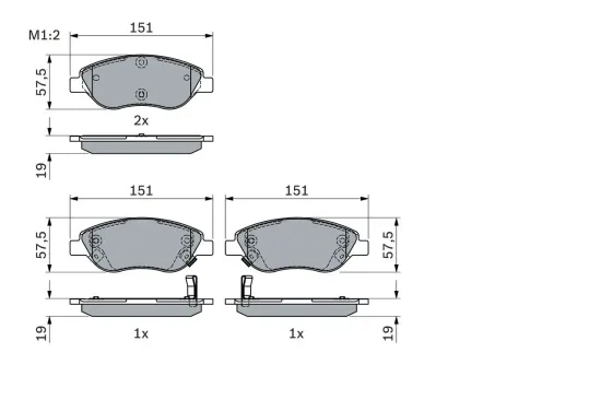 Bremsbelagsatz, Scheibenbremse BOSCH 0 986 424 042 Bild Bremsbelagsatz, Scheibenbremse BOSCH 0 986 424 042