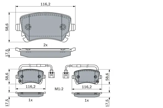 Bremsbelagsatz, Scheibenbremse BOSCH 0 986 424 057 Bild Bremsbelagsatz, Scheibenbremse BOSCH 0 986 424 057