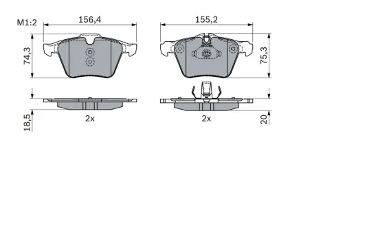 Bremsbelagsatz, Scheibenbremse Vorderachse BOSCH 0 986 424 125 Bild Bremsbelagsatz, Scheibenbremse Vorderachse BOSCH 0 986 424 125