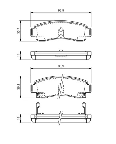 Bremsbelagsatz, Scheibenbremse Hinterachse BOSCH 0 986 424 299 Bild Bremsbelagsatz, Scheibenbremse Hinterachse BOSCH 0 986 424 299