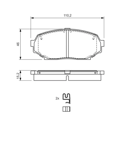 Bremsbelagsatz, Scheibenbremse Vorderachse BOSCH 0 986 424 303 Bild Bremsbelagsatz, Scheibenbremse Vorderachse BOSCH 0 986 424 303