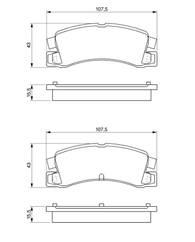 Bremsbelagsatz, Scheibenbremse Hinterachse BOSCH 0 986 424 383 Bild Bremsbelagsatz, Scheibenbremse Hinterachse BOSCH 0 986 424 383