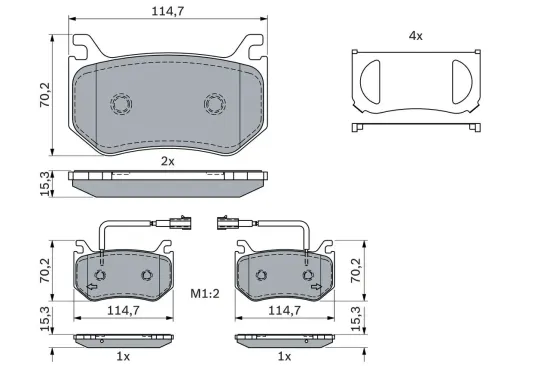 Bremsbelagsatz, Scheibenbremse Hinterachse BOSCH 0 986 424 384 Bild Bremsbelagsatz, Scheibenbremse Hinterachse BOSCH 0 986 424 384