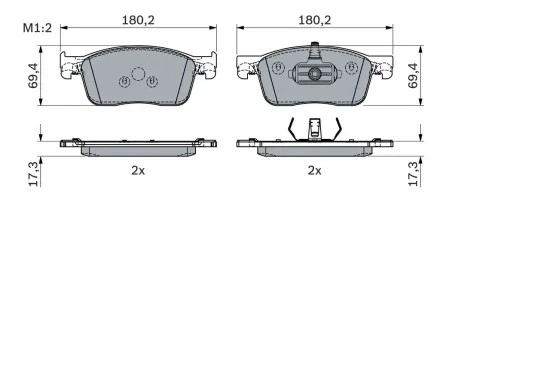 Bremsbelagsatz, Scheibenbremse BOSCH 0 986 424 436 Bild Bremsbelagsatz, Scheibenbremse BOSCH 0 986 424 436