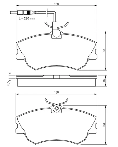 Bremsbelagsatz, Scheibenbremse Vorderachse BOSCH 0 986 424 451 Bild Bremsbelagsatz, Scheibenbremse Vorderachse BOSCH 0 986 424 451