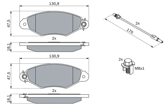 Bremsbelagsatz, Scheibenbremse BOSCH 0 986 424 455 Bild Bremsbelagsatz, Scheibenbremse BOSCH 0 986 424 455