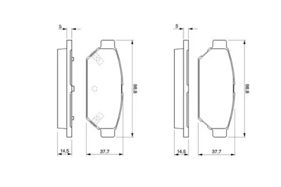 Bremsbelagsatz, Scheibenbremse Hinterachse BOSCH 0 986 424 464 Bild Bremsbelagsatz, Scheibenbremse Hinterachse BOSCH 0 986 424 464