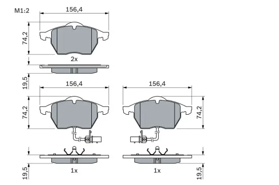 Bremsbelagsatz, Scheibenbremse BOSCH 0 986 424 482 Bild Bremsbelagsatz, Scheibenbremse BOSCH 0 986 424 482