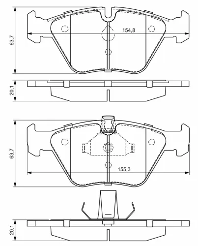Bremsbelagsatz, Scheibenbremse Vorderachse BOSCH 0 986 424 485 Bild Bremsbelagsatz, Scheibenbremse Vorderachse BOSCH 0 986 424 485