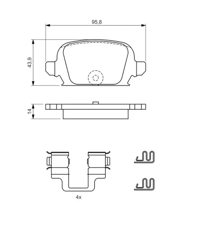 Bremsbelagsatz, Scheibenbremse Hinterachse BOSCH 0 986 424 528 Bild Bremsbelagsatz, Scheibenbremse Hinterachse BOSCH 0 986 424 528