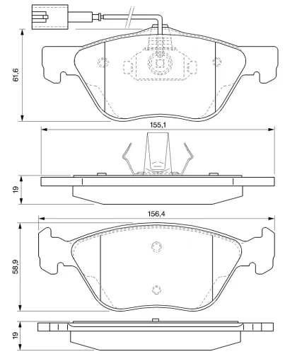 Bremsbelagsatz, Scheibenbremse Vorderachse BOSCH 0 986 424 576 Bild Bremsbelagsatz, Scheibenbremse Vorderachse BOSCH 0 986 424 576