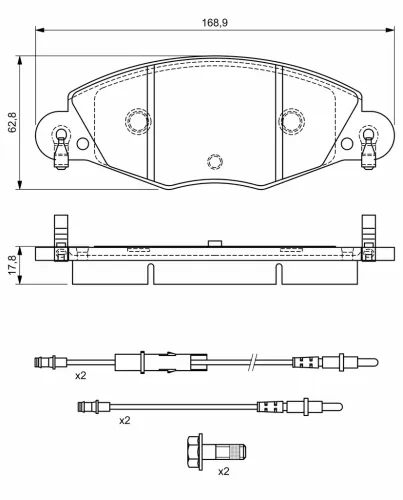 Bremsbelagsatz, Scheibenbremse Vorderachse BOSCH 0 986 424 581 Bild Bremsbelagsatz, Scheibenbremse Vorderachse BOSCH 0 986 424 581