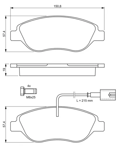 Bremsbelagsatz, Scheibenbremse BOSCH 0 986 424 595 Bild Bremsbelagsatz, Scheibenbremse BOSCH 0 986 424 595