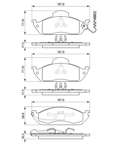 Bremsbelagsatz, Scheibenbremse Vorderachse BOSCH 0 986 424 611 Bild Bremsbelagsatz, Scheibenbremse Vorderachse BOSCH 0 986 424 611