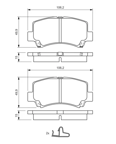Bremsbelagsatz, Scheibenbremse Vorderachse BOSCH 0 986 424 626 Bild Bremsbelagsatz, Scheibenbremse Vorderachse BOSCH 0 986 424 626