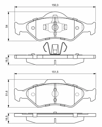 Bremsbelagsatz, Scheibenbremse Vorderachse BOSCH 0 986 424 645 Bild Bremsbelagsatz, Scheibenbremse Vorderachse BOSCH 0 986 424 645