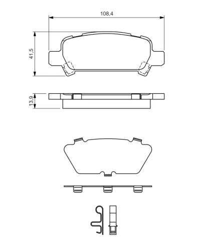 Bremsbelagsatz, Scheibenbremse Hinterachse BOSCH 0 986 424 650 Bild Bremsbelagsatz, Scheibenbremse Hinterachse BOSCH 0 986 424 650