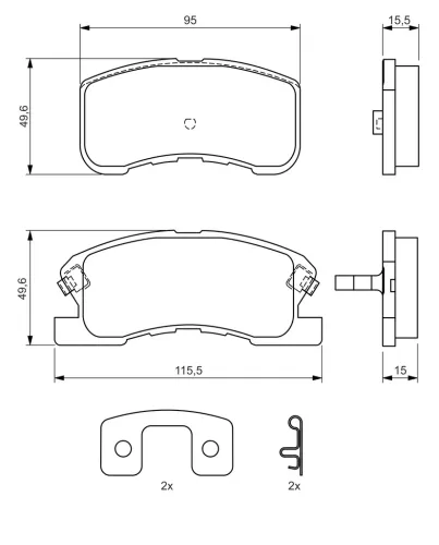 Bremsbelagsatz, Scheibenbremse Vorderachse BOSCH 0 986 424 697 Bild Bremsbelagsatz, Scheibenbremse Vorderachse BOSCH 0 986 424 697